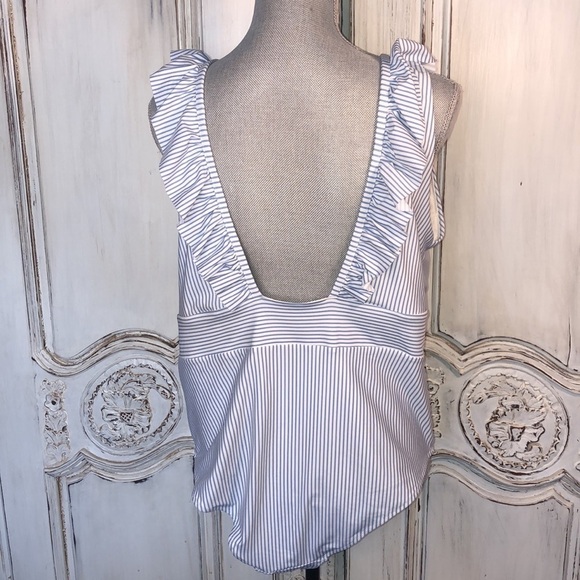 NWT H&M Padded Maillots De Bain Rembourre’ Stripe and Ruffle One Piece Swimsuit - Picture 5 of 10